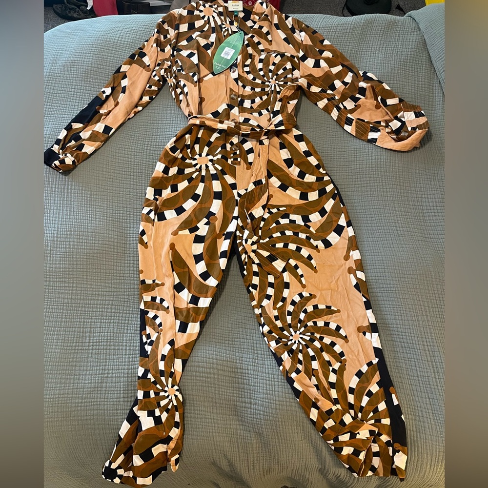 FARM Rio Bananada Jumpsuit in Black and Tan - Picture 4 of 11